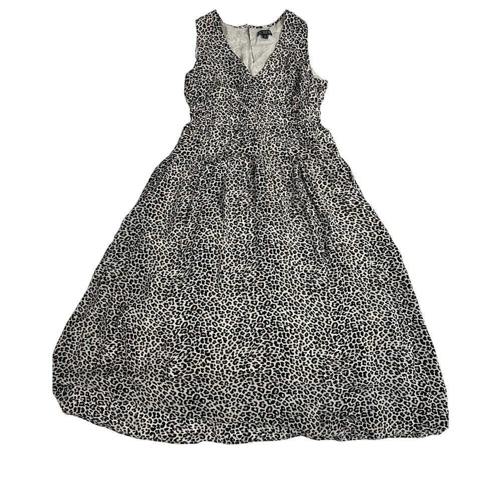 J.Crew Midi Dress Brown Leopard Crepe de Chine Sleeveless A-line Hyacinth - Picture 7 of 8
